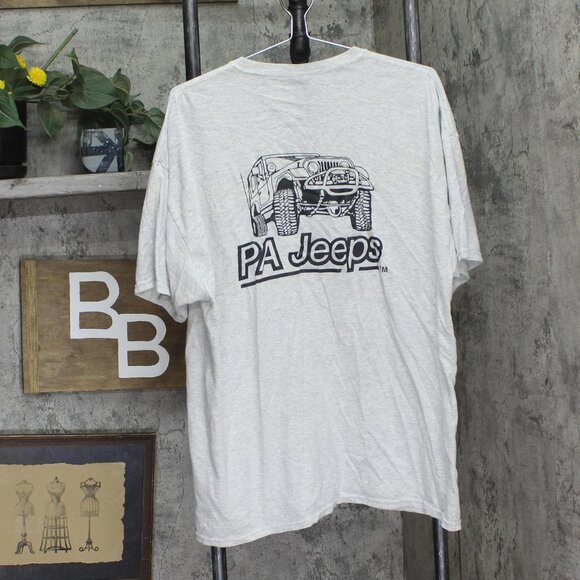 Jerzees Dri-Power Active Mens PA Jeeps Graphic T-Shirt Tee Ash Gray 2XL - Picture 2 of 4